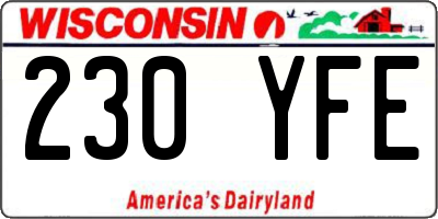 WI license plate 230YFE