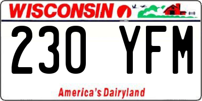 WI license plate 230YFM