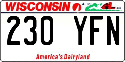 WI license plate 230YFN