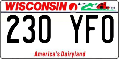 WI license plate 230YFO