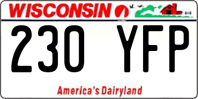 WI license plate 230YFP
