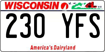 WI license plate 230YFS
