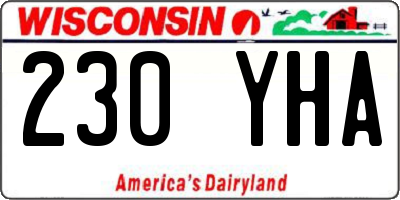 WI license plate 230YHA