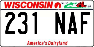 WI license plate 231NAF