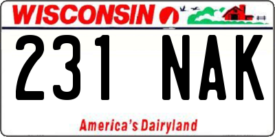 WI license plate 231NAK