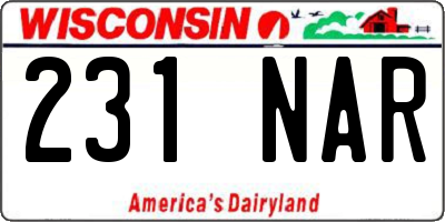 WI license plate 231NAR