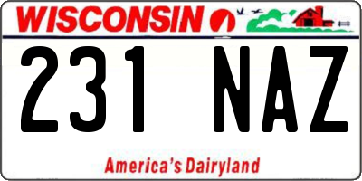 WI license plate 231NAZ
