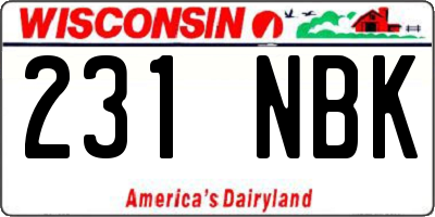 WI license plate 231NBK