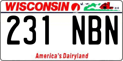 WI license plate 231NBN