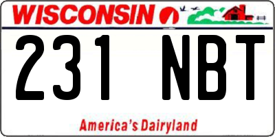 WI license plate 231NBT