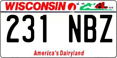 WI license plate 231NBZ