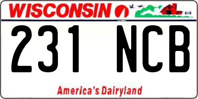WI license plate 231NCB