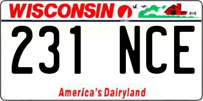WI license plate 231NCE