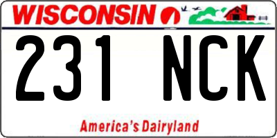 WI license plate 231NCK