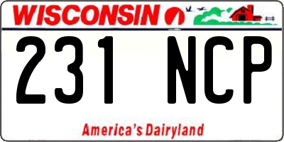 WI license plate 231NCP