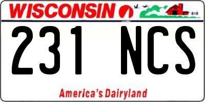 WI license plate 231NCS
