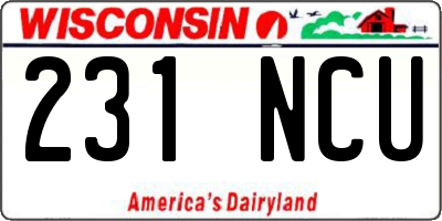 WI license plate 231NCU
