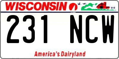 WI license plate 231NCW