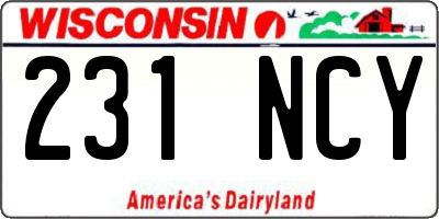 WI license plate 231NCY
