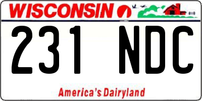 WI license plate 231NDC