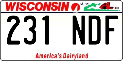 WI license plate 231NDF