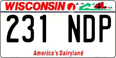 WI license plate 231NDP