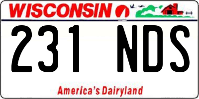 WI license plate 231NDS