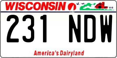 WI license plate 231NDW