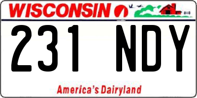 WI license plate 231NDY