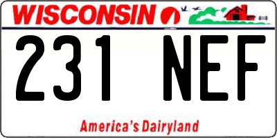 WI license plate 231NEF