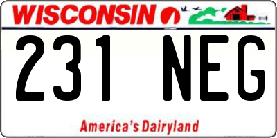 WI license plate 231NEG