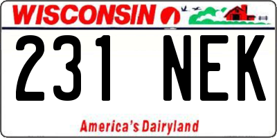 WI license plate 231NEK