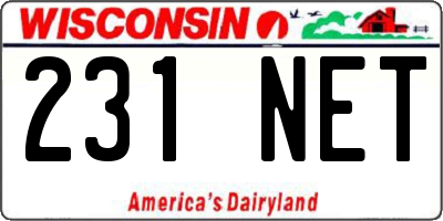 WI license plate 231NET