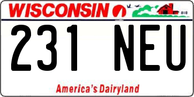 WI license plate 231NEU
