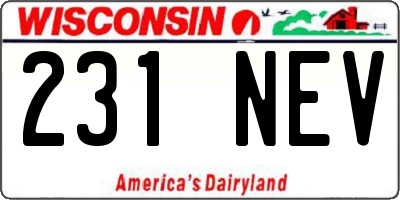 WI license plate 231NEV