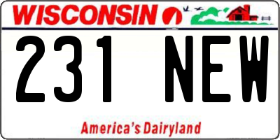 WI license plate 231NEW