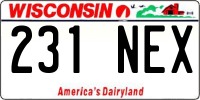 WI license plate 231NEX