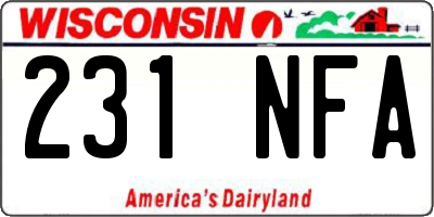 WI license plate 231NFA