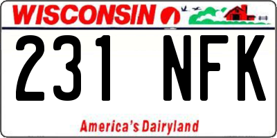 WI license plate 231NFK