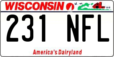 WI license plate 231NFL