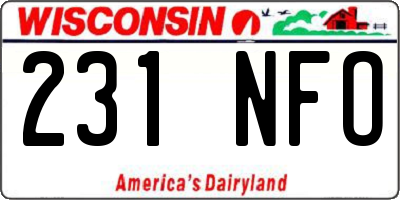 WI license plate 231NFO