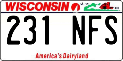 WI license plate 231NFS