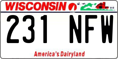 WI license plate 231NFW