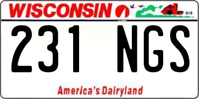 WI license plate 231NGS