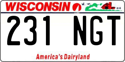 WI license plate 231NGT
