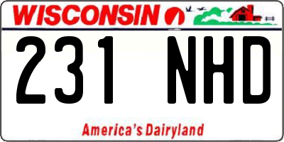 WI license plate 231NHD