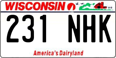 WI license plate 231NHK