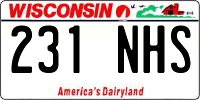 WI license plate 231NHS