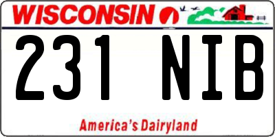 WI license plate 231NIB