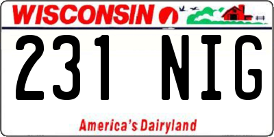 WI license plate 231NIG